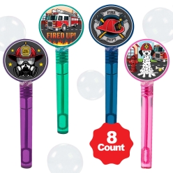 Firefighter Bubble Bottles w/Wands - 8 PACK